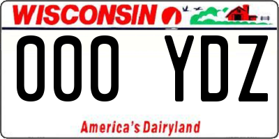 WI license plate 000YDZ