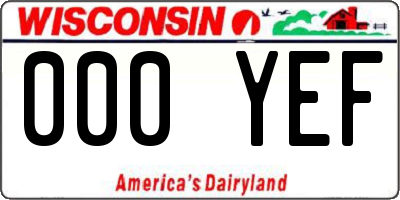 WI license plate 000YEF