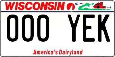 WI license plate 000YEK