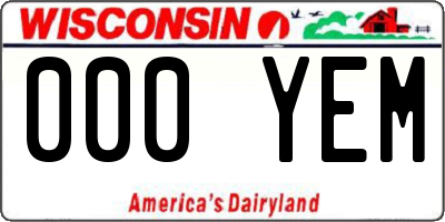 WI license plate 000YEM
