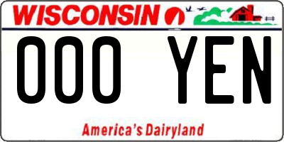 WI license plate 000YEN