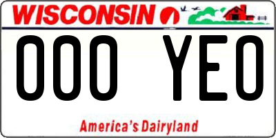 WI license plate 000YEO