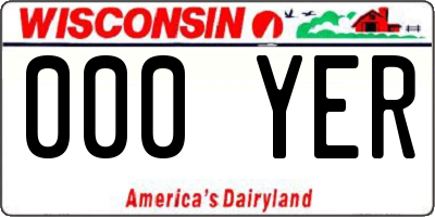WI license plate 000YER
