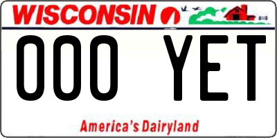 WI license plate 000YET