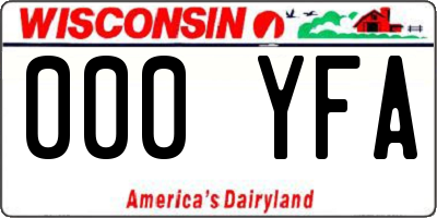 WI license plate 000YFA