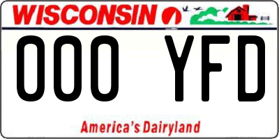 WI license plate 000YFD