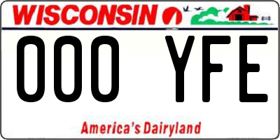 WI license plate 000YFE