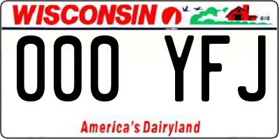 WI license plate 000YFJ