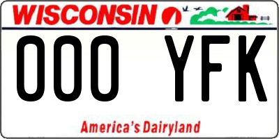 WI license plate 000YFK