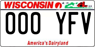 WI license plate 000YFV