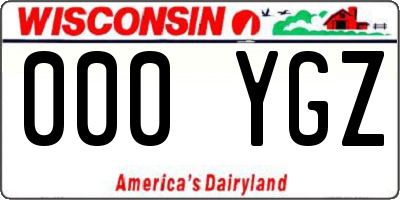 WI license plate 000YGZ