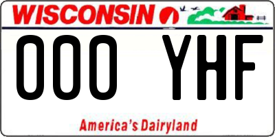 WI license plate 000YHF