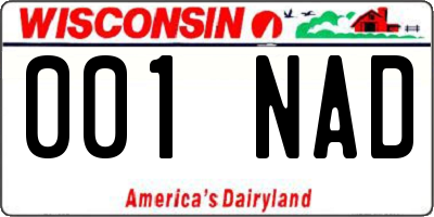 WI license plate 001NAD