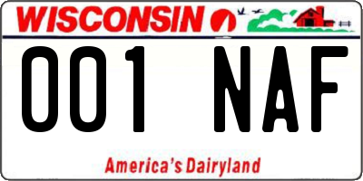 WI license plate 001NAF