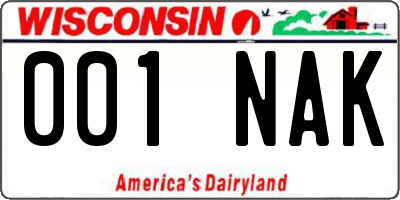 WI license plate 001NAK