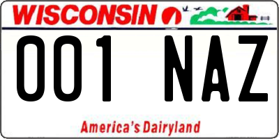 WI license plate 001NAZ