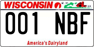 WI license plate 001NBF