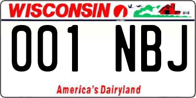 WI license plate 001NBJ