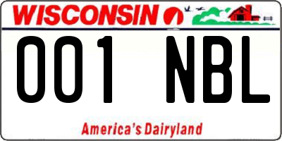 WI license plate 001NBL