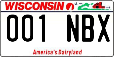 WI license plate 001NBX