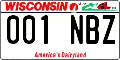 WI license plate 001NBZ