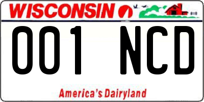WI license plate 001NCD