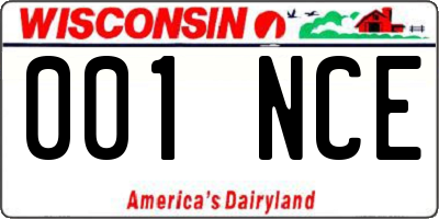 WI license plate 001NCE