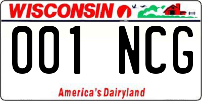 WI license plate 001NCG