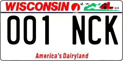 WI license plate 001NCK