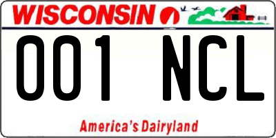 WI license plate 001NCL