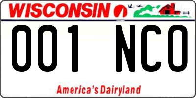 WI license plate 001NCO