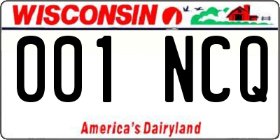 WI license plate 001NCQ