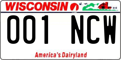 WI license plate 001NCW