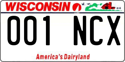 WI license plate 001NCX