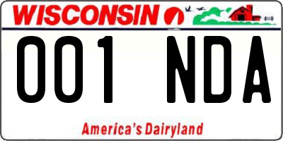 WI license plate 001NDA