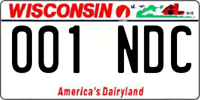 WI license plate 001NDC