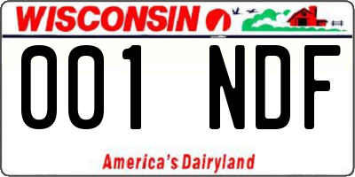 WI license plate 001NDF