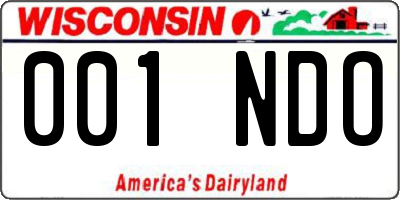 WI license plate 001NDO