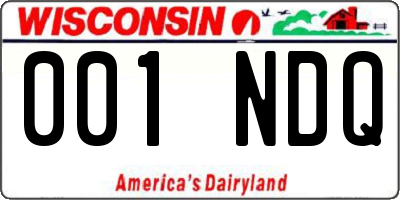 WI license plate 001NDQ