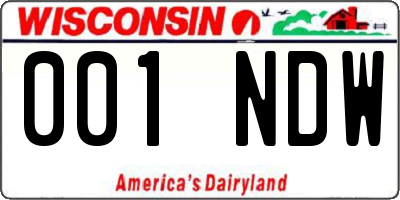 WI license plate 001NDW