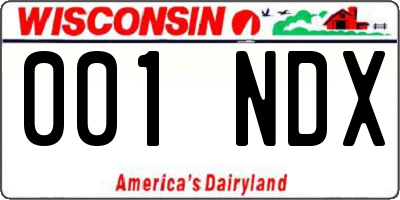 WI license plate 001NDX