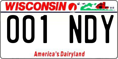 WI license plate 001NDY