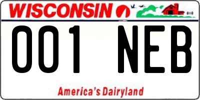 WI license plate 001NEB