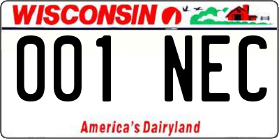WI license plate 001NEC