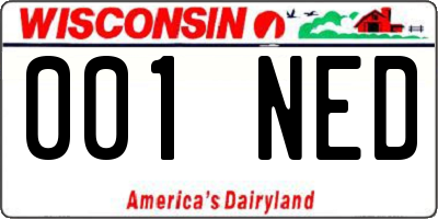 WI license plate 001NED