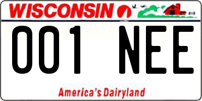 WI license plate 001NEE