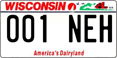 WI license plate 001NEH