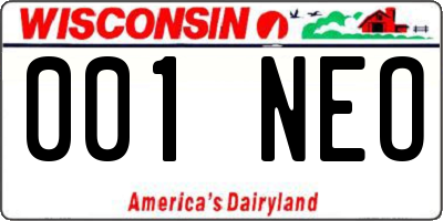 WI license plate 001NEO