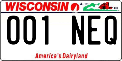 WI license plate 001NEQ