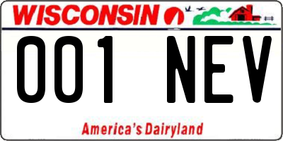 WI license plate 001NEV